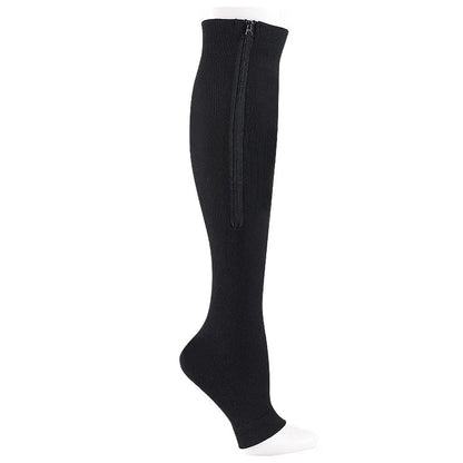 Chaussette de compression Enfilia Zip noire avec fermeture éclair latérale