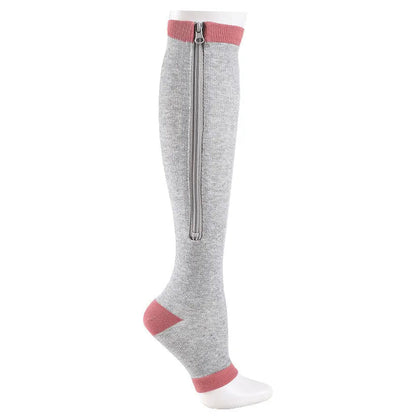 Chaussette de compression Enfilia Zip grise avec fermeture éclair latérale