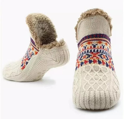 Chaussons-chaussettes antidérapants beige