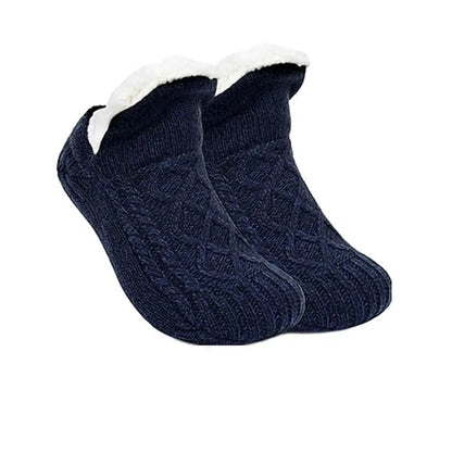Chaussons-chaussettes antidérapants bleu marine uni